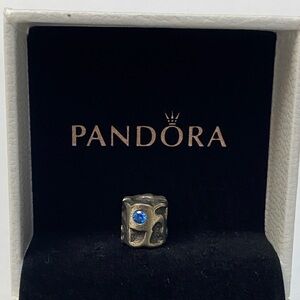 Pandora Retired Sterling Silver Pond Bead with Blue Zirconia